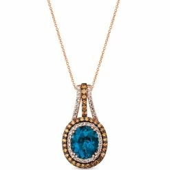 Deals 😍 Le Vian Deep Sea Blue Topaz (4 Ct. T.w.) & Diamond (7/8 Ct. T.w.) 18 Pendant Necklace In 14k Rose Gold 🔔