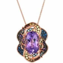 Promo 💯 Le Vian Crazy Collection® Multi-Gemstone Flower Inspired 20 Adjustable Pendant Necklace (7-7/8 Ct. T.w.) In 14k Rose Gold No Color 😉