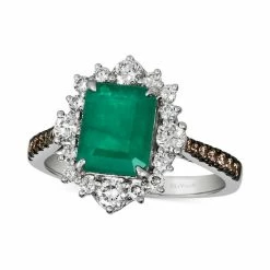Deals 🧨 Le Vian Emerald (1-5/8 Ct. T.w.) & Diamond (3/4 Ct. T.w.) Halo Ring In 14k White Gold 14k Vanilla Gold Ring 🔥