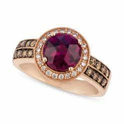 Cheap 🥰 Le Vian Raspberry Rhodolite (2-1/5 Ct. T.w.) & Diamond (1/2 Ct. T.w.) Halo Ring In 14k Rose Gold 🧨
