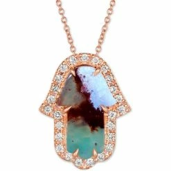 Top 10 ๐ฏ Le Vian Aquaprase ๐ฌ Candy & Nude Diamond (1/3 Ct. T.w.) Hamsa Hand Adjustable Pendant Necklace In 14k Rose Gold โ