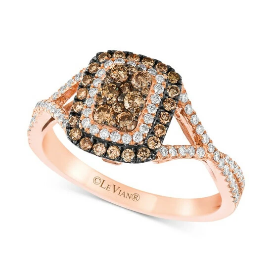 New 🧨 Le Vian Chocolatier® Diamond Halo Ring (5/8 Ct. T.w.) In 14k Rose Gold 🌟 3 New 🧨 Le Vian Chocolatier® Diamond Halo Ring (5/8 Ct. T.w.) In 14k Rose Gold 🌟