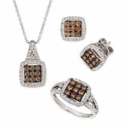Cheap ✔️ Le Vian Chocolate Diamond® & Nude Diamond™ Square Cluster Earrings, Ring & Pendant Necklace Collection In 14k White Gold ⌛