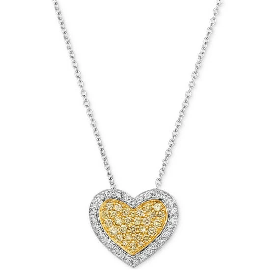 New ✨ Le Vian Sunny Yellow Diamond (1/5 Ct. T.w.) & Vanilla Diamond (1/5 Ct. T.w.) Heart 18 Pendant Necklace In Platinum & 18k Gold P18 Two Tone Gold Pendant 🔔 3 New ✨ Le Vian Sunny Yellow Diamond (1/5 Ct. T.w.) & Vanilla Diamond (1/5 Ct. T.w.) Heart 18 Pendant Necklace In Platinum & 18k Gold P18 Two Tone Gold Pendant 🔔