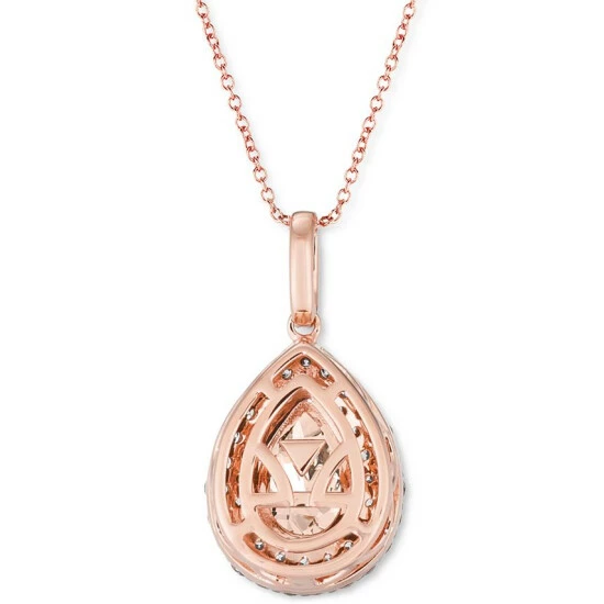 New 😍 Le Vian Peach Morganite (7/8 Ct. T.w.) & Diamond (5/8 Ct. T.w.) Pear Double Halo 18 Pendant Necklace In 14k Rose Gold 🎉 4 New 😍 Le Vian Peach Morganite (7/8 Ct. T.w.) & Diamond (5/8 Ct. T.w.) Pear Double Halo 18 Pendant Necklace In 14k Rose Gold 🎉 - Image 2