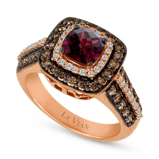 Best Pirce 🎁 Le Vian Raspberry Rhodolite (7/8 Ct. T.w.) & Diamond (3/4 Ct. T.w.) Halo Ring In 14k Rose Gold 😉 3 Best Pirce 🎁 Le Vian Raspberry Rhodolite (7/8 Ct. T.w.) & Diamond (3/4 Ct. T.w.) Halo Ring In 14k Rose Gold 😉
