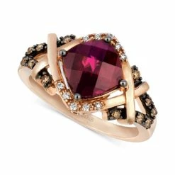 Wholesale ✨ Le Vian Raspberry Rhodolite (2-1/2 Ct. T.w.) & Diamond (1/5 Ct. T.w.) Cushion Crossover Ring In 14k Rose Gold 🔔