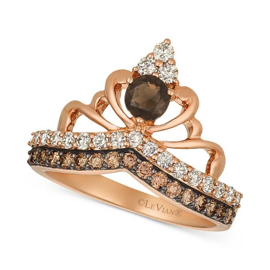 Promo ⭐ Le Vian Chocolate Smoky Quartz (1/4 Ct. T.w.) & Diamond (3/4 Ct. T.w.) Tiara Ring In 14k Rose Gold Smokey Quartz 🔔 3 Promo ⭐ Le Vian Chocolate Smoky Quartz (1/4 Ct. T.w.) & Diamond (3/4 Ct. T.w.) Tiara Ring In 14k Rose Gold Smokey Quartz 🔔