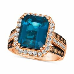 Budget 𧨠Le Vian Deep Sea Blue Topaz (6 Ct. T.w.) & Diamond (1 Ct. T.w.) Statement Ring In 14k Rose Gold 14k Strawberry Gold Ring π§¨