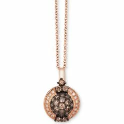 New 👍 Le Vian Chocolatier® Diamond Cluster 18 Pendant Necklace (5/8 Ct. T.w.) In 14k Rose Gold 🎁