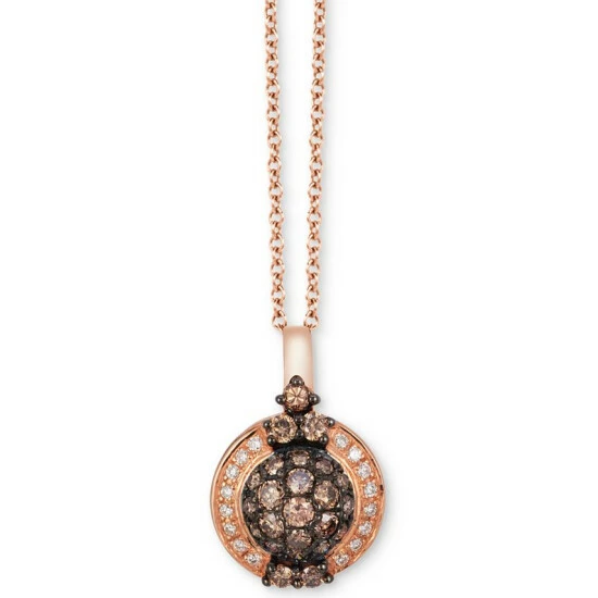 New 👍 Le Vian Chocolatier® Diamond Cluster 18 Pendant Necklace (5/8 Ct. T.w.) In 14k Rose Gold 🎁 3 New 👍 Le Vian Chocolatier® Diamond Cluster 18 Pendant Necklace (5/8 Ct. T.w.) In 14k Rose Gold 🎁