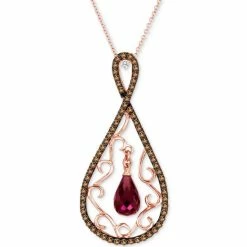 Best Pirce ⭐ Le Vian Raspberry Rhodolite (2-7/8 Ct. T.w.) & Diamond (3/4 Ct. T.w.) Briolette Filigree 18 Pendant Necklace In 14k Rose Gold 🤩