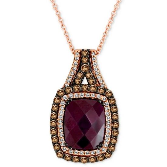 Deals ✨ Le Vian Raspberry Rhodolite (2-7/8 Ct. T.w.) & Diamond (5/8 Ct. T.w.) Halo 18 Pendant Necklace In 14k Rose Gold 👍 3 Deals ✨ Le Vian Raspberry Rhodolite (2-7/8 Ct. T.w.) & Diamond (5/8 Ct. T.w.) Halo 18 Pendant Necklace In 14k Rose Gold 👍