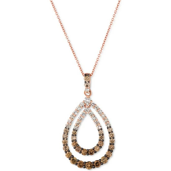 Cheapest 🎉 Le Vian Chocolate Diamond Ombré Double Teardrop 18 Pendant Necklace (1-3/8 Ct. T.w.) In 14k Rose Gold ❤️ 3 Cheapest 🎉 Le Vian Chocolate Diamond Ombré Double Teardrop 18 Pendant Necklace (1-3/8 Ct. T.w.) In 14k Rose Gold ❤️