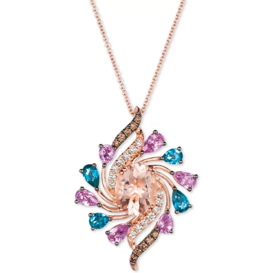 Best Pirce 🎁 Le Vian Multi-Gemstone (3-3/4 Ct.t.w.) & Diamond (1/3 Ct. T.w.) 18 Pendant Necklace In 14k Rose Gold 🤩 4 Best Pirce 🎁 Le Vian Multi-Gemstone (3-3/4 Ct.t.w.) & Diamond (1/3 Ct. T.w.) 18 Pendant Necklace In 14k Rose Gold 🤩 - Image 2