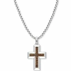 Best deal 🔔 Le Vian Chocolatier® Men's Chocolate Diamond Cross 22 Pendant Necklace (1/3 Ct. T.w.) In Sterling Silver & 14k Rose Gold-Plate ⌛