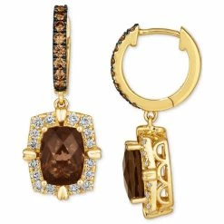 Discount 🔔 Le Vian Chocolate Quartz (2-1/2 Ct. T.w.) & Diamond (5/8 Ct. T.w.) Dangle Hoop Earrings In 14k Gold No Color ❤️ -Le Vian Shop unnamed file 1172