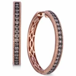 New ❤️ Le Vian Chocolate Diamond Hoop Earrings In 14k Rose Gold (5/8 Ct. T.w.) No Color 🧨