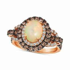 Budget 🛒 Le Vian Neopolitan Opal (7/8 Ct. T.w.) & Diamond ( 1 Ct. T.w.) Halo Ring In 14k Rose Gold 💯