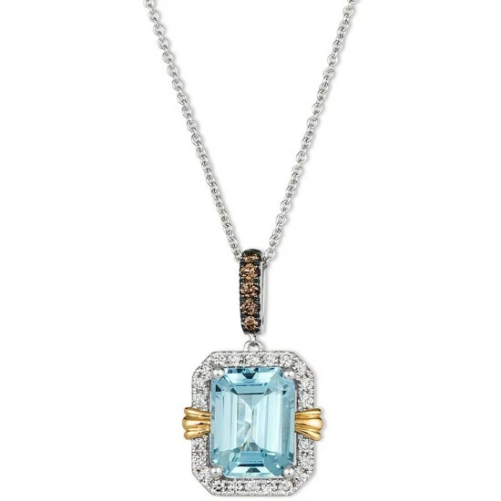 Brand new 👏 Le Vian Sea Blue Aquamarine (2 Ct. T.w.) & Diamond (1/4 Ct. T.w.) 20 Adjustable Pendant Necklace In 14k Two-Tone Gold No Color ⭐ 3 Brand new 👏 Le Vian Sea Blue Aquamarine (2 Ct. T.w.) & Diamond (1/4 Ct. T.w.) 20 Adjustable Pendant Necklace In 14k Two-Tone Gold No Color ⭐