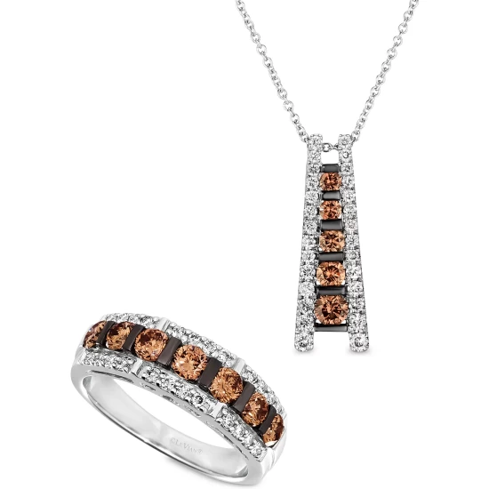 Top 10 🛒 Le Vian Chocolate Diamond & Nude Diamond Ladder Pendant Necklace & Ring Collection In 14k White Gold ⭐ 4 Top 10 🛒 Le Vian Chocolate Diamond & Nude Diamond Ladder Pendant Necklace & Ring Collection In 14k White Gold ⭐ - Image 2