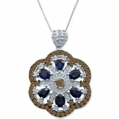 Coupon ⌛ Le Vian Chocolatier® Blueberry Sapphire (2-1/5 Ct. T.w.) & Diamond (1-5/8 Ct. T.w.) Openwork Flower 18 Pendant Necklace In 14k White Gold 💯