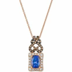 Discount ✨ Le Vian Blueberry Tanzanite (1-1/4 Ct. T.w.) & Diamond (1/2 Ct. T.w.) Scrollwork Halo Adjustable 20 Pendant Necklace In 14k Rose Gold ❤️