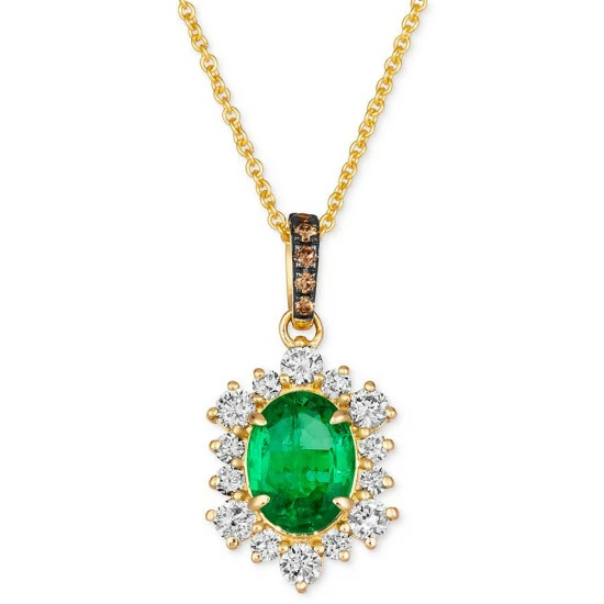 Cheap 👍 Le Vian Costa Smeralda Emeralds (7/8 Ct. T.w.) & Diamond (1/2 Ct. T.w.) Halo Adjustable 20 Pendant Necklace In 14k Gold No Color 👍 3 Cheap 👍 Le Vian Costa Smeralda Emeralds (7/8 Ct. T.w.) & Diamond (1/2 Ct. T.w.) Halo Adjustable 20 Pendant Necklace In 14k Gold No Color 👍