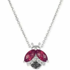 Wholesale 🔔 Le Vian Raspberry Rhodolite (1-1/6 Ct. T.w.) & Diamond (1/10 Ct. T.w.) Ladybug Adjustable 19 Pendant Necklace In 14k White Gold 🔥