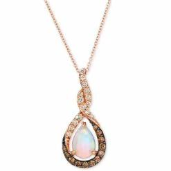 Wholesale 𧨠Le Vian Neopolitan Opal (1 Ct. T.w.) & Diamond (5/8 Ct. T.w.) Teardrop Twist 18 Pendant Necklace In 14k Rose Gold β