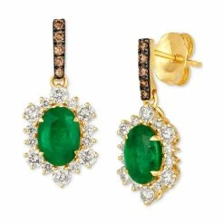 Discount ⌛ Le Vian Costa Smeralda Emeralds (1-1/3 Ct. T.w.) & Diamond (3/4 Ct. T.w.) Halo Drop Earrings In 14k Gold No Color 🧨