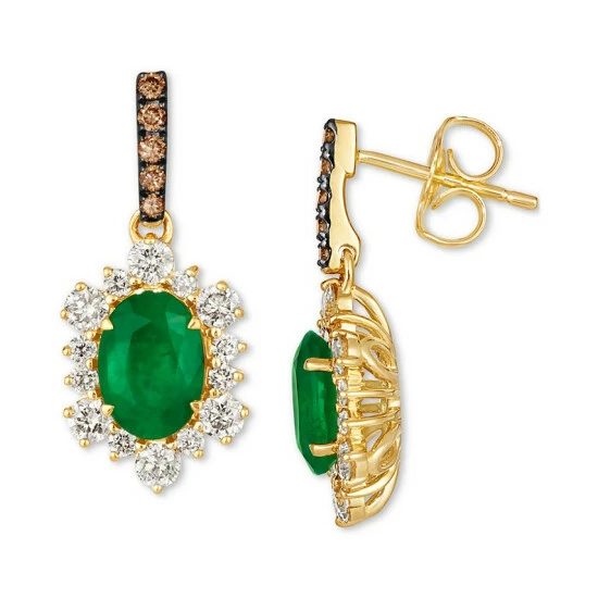 Discount ⌛ Le Vian Costa Smeralda Emeralds (1-1/3 Ct. T.w.) & Diamond (3/4 Ct. T.w.) Halo Drop Earrings In 14k Gold No Color 🧨 4 Discount ⌛ Le Vian Costa Smeralda Emeralds (1-1/3 Ct. T.w.) & Diamond (3/4 Ct. T.w.) Halo Drop Earrings In 14k Gold No Color 🧨 - Image 2
