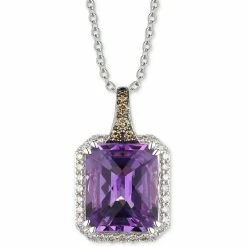 Flash Sale 🔥 Le Vian Grape Amethyst (5-1/10 Ct. T.w.) & Diamond (1/3 Ct. T.w.) 18 Pendant Necklace In 14k White Gold 🛒