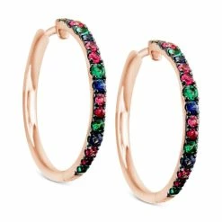 New ⭐ Le Vian Multi-Gemstone (9/10 Ct. T.w.) Hoop Earrings In 14k Rose Gold Sapphire ⌛