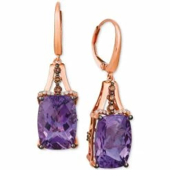 Coupon 🥰 Le Vian Grape Amethyst (12 Ct. T.w.) & Diamond (3/8 Ct. T.w.) Drop Earrings In 14k Rose Gold 🔥