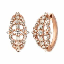 Best deal ๐ฏ Le Vian Nude Diamond Openwork Round & Baguette Hoop Earrings (1-3/8 Ct. T.w.) In 14k Rose Gold Strawberry Gold ๐งจ