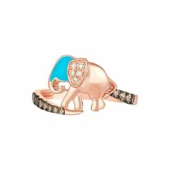 Coupon 🤩 Le Vian Turquoise Enamel & Diamond (1/5 Ct. T.w.) Elephant Statement Ring In 14k Rose Gold 🧨 -Le Vian Shop unnamed file 1302