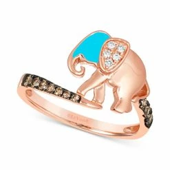 Coupon 🤩 Le Vian Turquoise Enamel & Diamond (1/5 Ct. T.w.) Elephant Statement Ring In 14k Rose Gold 🧨 -Le Vian Shop unnamed file 1303