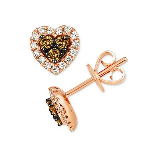Deals 🧨 Le Vian Chocolate Diamond (1/5 Ct. T.w.) & Vanilla Diamond (1/6 Ct. T.w.) Heart Halo Stud Earrings In 14k Rose Gold ⭐ 5 Deals 🧨 Le Vian Chocolate Diamond (1/5 Ct. T.w.) & Vanilla Diamond (1/6 Ct. T.w.) Heart Halo Stud Earrings In 14k Rose Gold ⭐ - Image 3