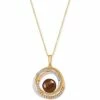 New ⌛ Le Vian Cultured Tahitian Brown Pearl (10-1/2mm) & Diamond (1/3 Ct. T.w.) Pendant Necklace In 14k Gold, White Gold & Rose Gold Tri-tone ⌛
