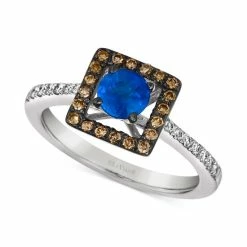 Flash Sale 😍 Le Vian Chocolatier® Blueberry Sapphire (5/8 Ct. T.w.) & Diamond (1/4 Ct. T.w.) Square Halo Ring In 14k White Gold 👏
