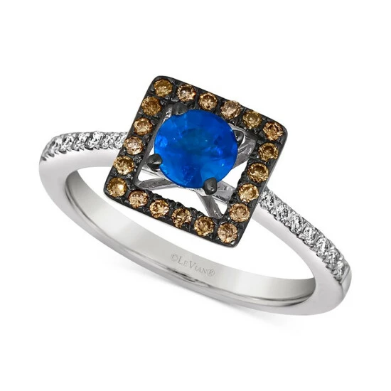 Flash Sale 😍 Le Vian Chocolatier® Blueberry Sapphire (5/8 Ct. T.w.) & Diamond (1/4 Ct. T.w.) Square Halo Ring In 14k White Gold 👏 3 Flash Sale 😍 Le Vian Chocolatier® Blueberry Sapphire (5/8 Ct. T.w.) & Diamond (1/4 Ct. T.w.) Square Halo Ring In 14k White Gold 👏