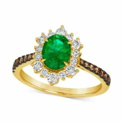 Best deal 🔥 Le Vian Costa Smeralda Emeralds (7/8 Ct. T.w.) & Diamond (5/8 Ct. T.w.) Halo Ring In 14k Gold No Color 🌟