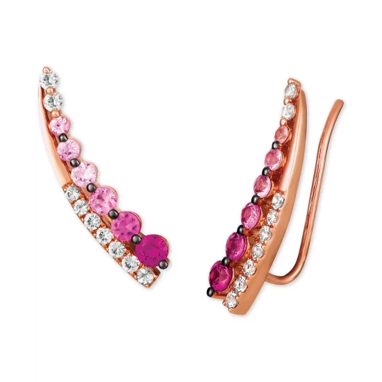 Wholesale 🎉 Le Vian Strawberry Layer Cake Multi-Gemstone Ear Climbers In 14k Rose Gold Pink Sapphire 🔥 4 Wholesale 🎉 Le Vian Strawberry Layer Cake Multi-Gemstone Ear Climbers In 14k Rose Gold Pink Sapphire 🔥 - Image 2