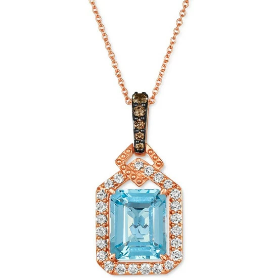 Brand new 😀 Le Vian Blue Topaz (3-1/2 Ct. T.w.) & Diamond (1/2 Ct. T.w.) Adjustable 20 Pendant Necklace In 14k Rose Gold 14k Strawberry Gold Pendant ⭐ 3 Brand new 😀 Le Vian Blue Topaz (3-1/2 Ct. T.w.) & Diamond (1/2 Ct. T.w.) Adjustable 20 Pendant Necklace In 14k Rose Gold 14k Strawberry Gold Pendant ⭐