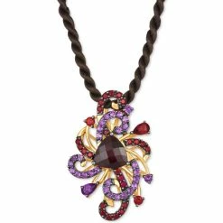 Discount 🎁 Le Vian Crazy Collection® Pomegranate Garnet (4 Ct. T.w.) & Grape Amethyst (5/8 Ct. T.w.) Silk Cord 18 Pendant Necklace In 14k Gold 😉
