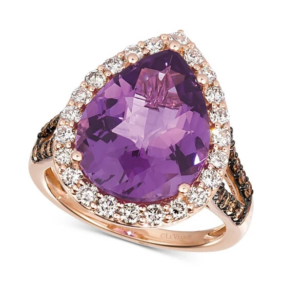 Brand new ⭐ Le Vian Grape Amethyst (6-3/8 Ct. T.w.) & Diamond (1 Ct. T.w.) Ring In 14k Rose Gold 😀 3 Brand new ⭐ Le Vian Grape Amethyst (6-3/8 Ct. T.w.) & Diamond (1 Ct. T.w.) Ring In 14k Rose Gold 😀