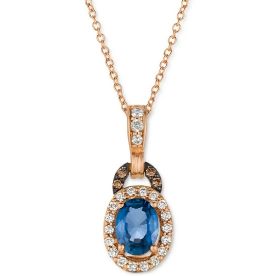 Cheapest ✔️ Le Vian Blueberry Sapphire (5/8 Ct. T.w.) & Diamond (1/5 Ct. T.w.) Halo 18 Pendant Necklace In 14k Rose Gold 👍 3 Cheapest ✔️ Le Vian Blueberry Sapphire (5/8 Ct. T.w.) & Diamond (1/5 Ct. T.w.) Halo 18 Pendant Necklace In 14k Rose Gold 👍