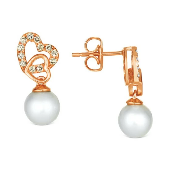 Best reviews of ❤️ Le Vian Vanilla Pearl (6mm) & Nude Diamond (1/6 Ct. T.w.) Double Heart Drop Earrings In 14k Rose Gold ✔️ 4 Best reviews of ❤️ Le Vian Vanilla Pearl (6mm) & Nude Diamond (1/6 Ct. T.w.) Double Heart Drop Earrings In 14k Rose Gold ✔️ - Image 2