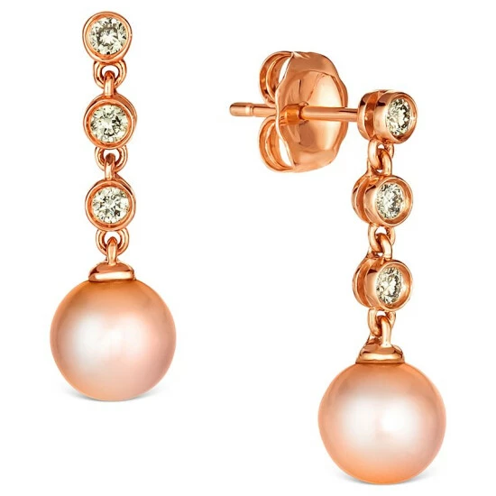 Best deal ✔️ Le Vian Strawberry Pearl (6mm) & Nude Diamond (1/6 Ct. T.w.) Drop Earrings In 14k Rose Gold 🧨 3 Best deal ✔️ Le Vian Strawberry Pearl (6mm) & Nude Diamond (1/6 Ct. T.w.) Drop Earrings In 14k Rose Gold 🧨